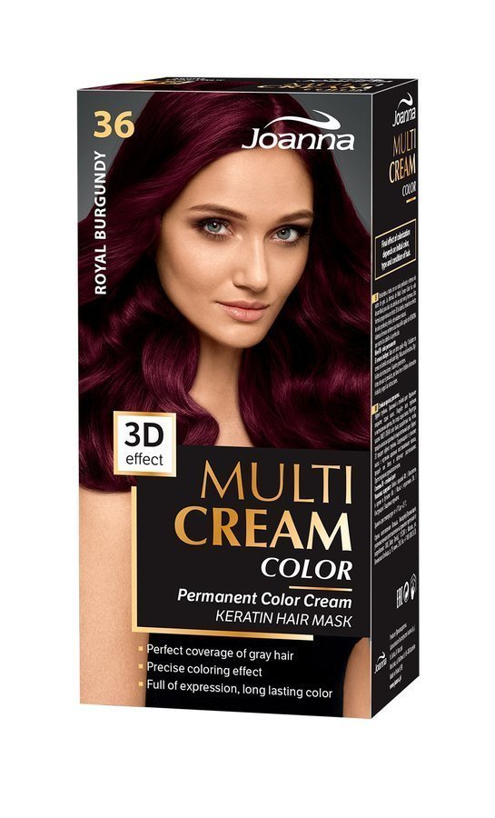 Joanna Multi Cream Permanent Intensive Hair Color Dye Care 36 Noble Burgundy  60x40x20g 36 Noble Burgundy | Cosmetics \ Hair \ Coloring Up to 50% OFF