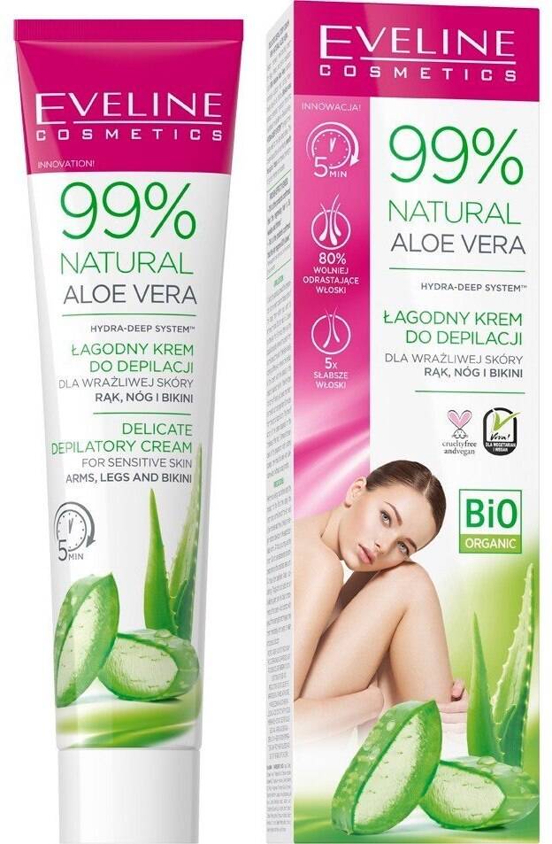 Eveline 99% Natural Aloe Vera Gentle Hair Removal Cream for Sensitive Leg  Arms and Bikini Skin 125ml | Cosmetics \ Body \ Depilation
