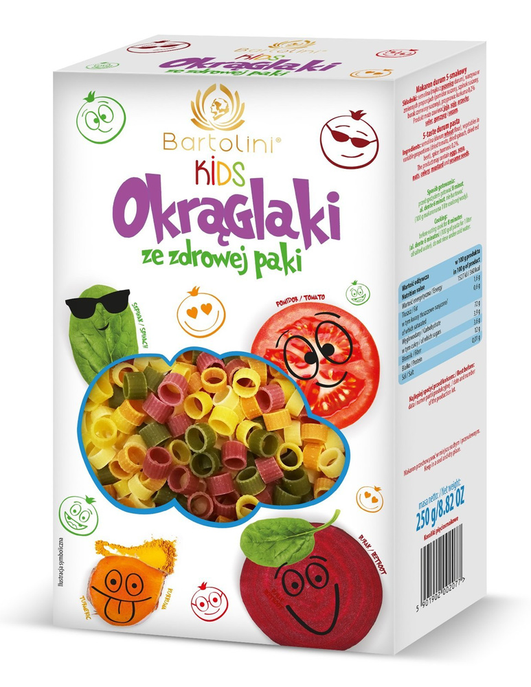 Bartolini Kids Round Shape Pasta with Tomatoes and Spinach Flavour for