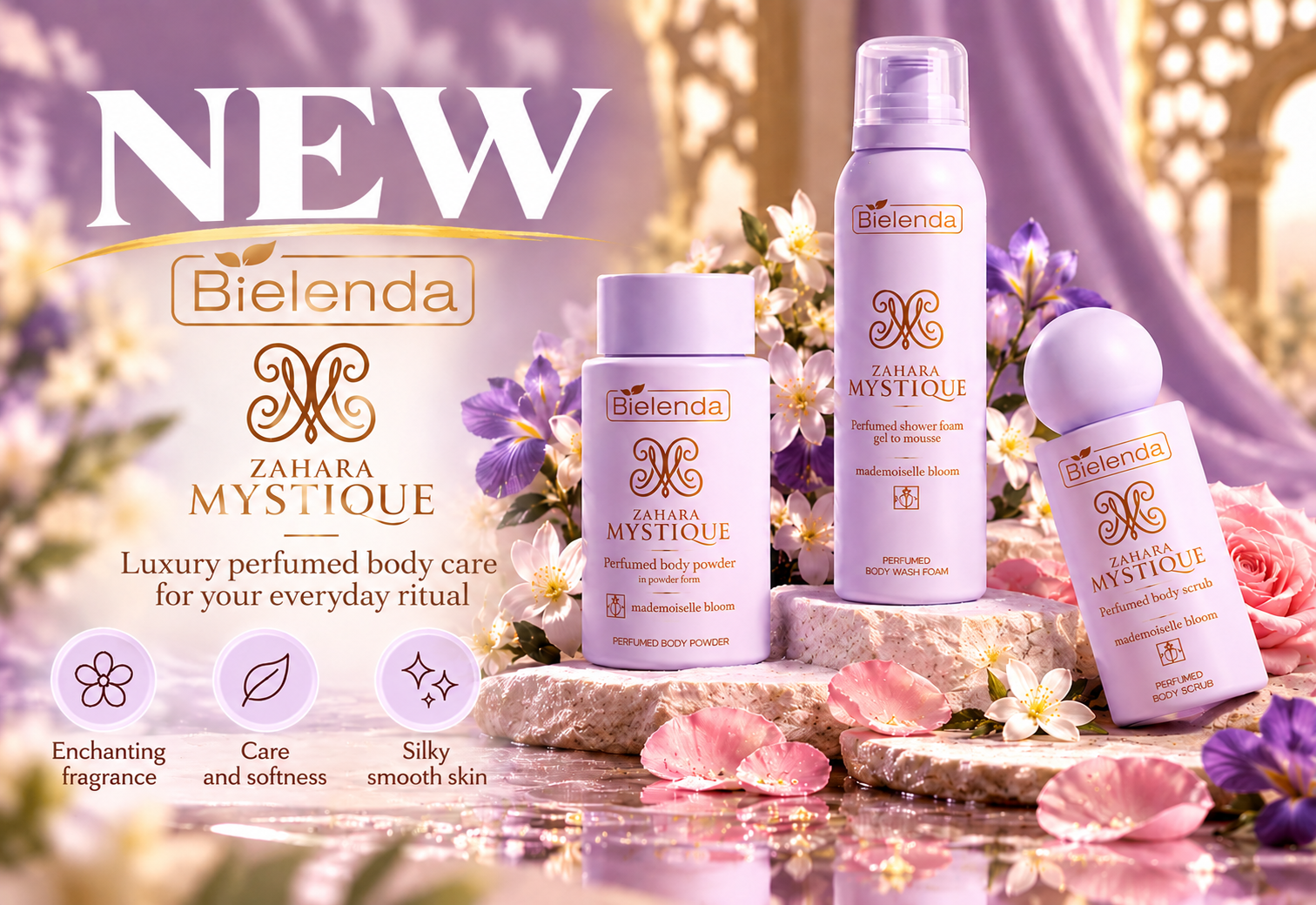 NOWOŚĆ W SUPERB! Bielenda ZAHARA MYSTIQUE Mademoiselle Bloom – odkryj sekret perfumowanej pielęgnacji ciała