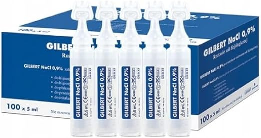 Gilbert Saline Solution NaCl 0.9% for Nose Eyes and Inhalation 5x5ml