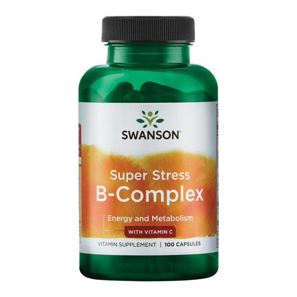 Swanson Super Stress B-Complex with Vitamin C for Nervous System 100 Capsules