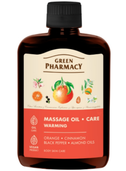 Green Pharmacy Warming Massage Oil with Cinnamon Pepper and Orange Oils 200ml