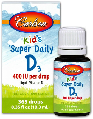Carlson Labs Kid's Super Daily D3 Vitamin D3 400 IU For Healthy Growth and Development 10ml