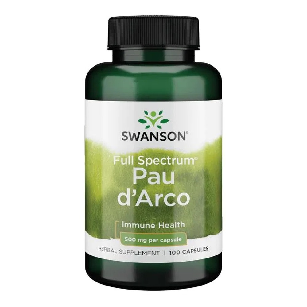 Swanson Full Spectrum Pau d'Arco 500mg for Immune and Digestive Support 100 Capsules