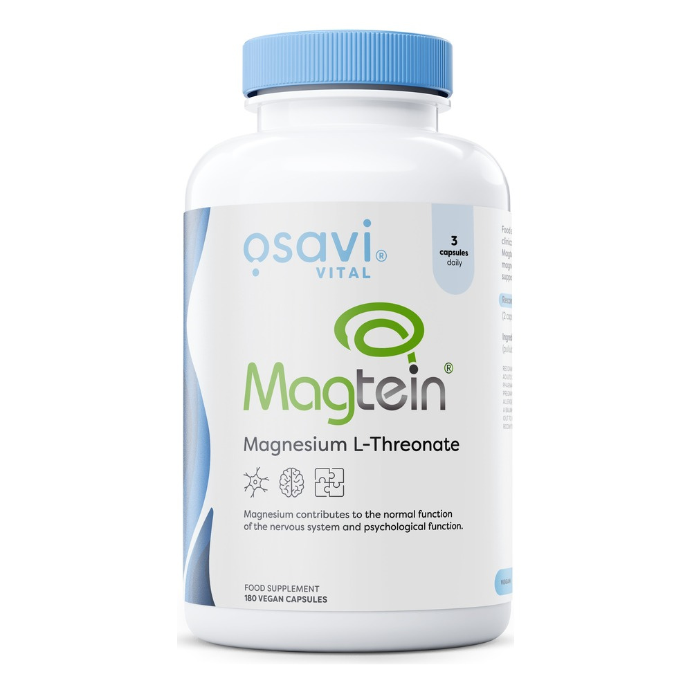 Osavi Magtein Magnesium L-threonate Highly Absorbable Form of Magnesium for Brain and Nervous System 180 Vegan Caps