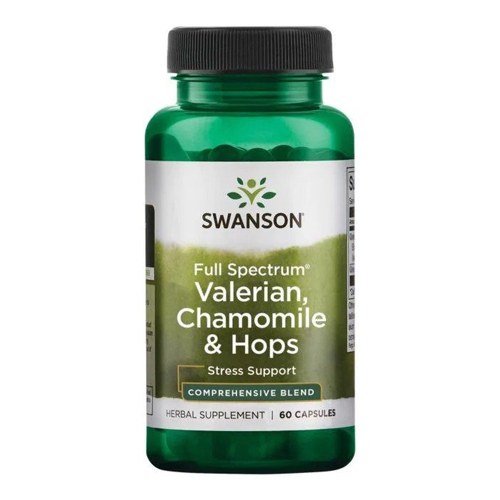 Swanson Valerian Chamomile & Hops for Relaxation and Calm Sleep 60 Capsules
