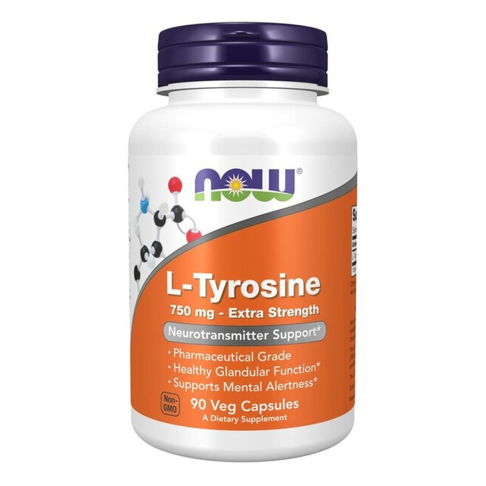 NOW Foods L-Tyrosine 750 mg for Brain Health 90 Capsules