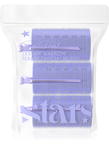 Stars Big Deal Thermal Rollers Set 3pcs 9x5cm and Clips 3pcs