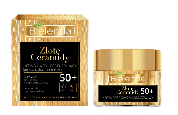 Bielenda Golden Ceramides Lifting and Regenerating Anti Wrinkle Cream 50+ for Day and Night 50m