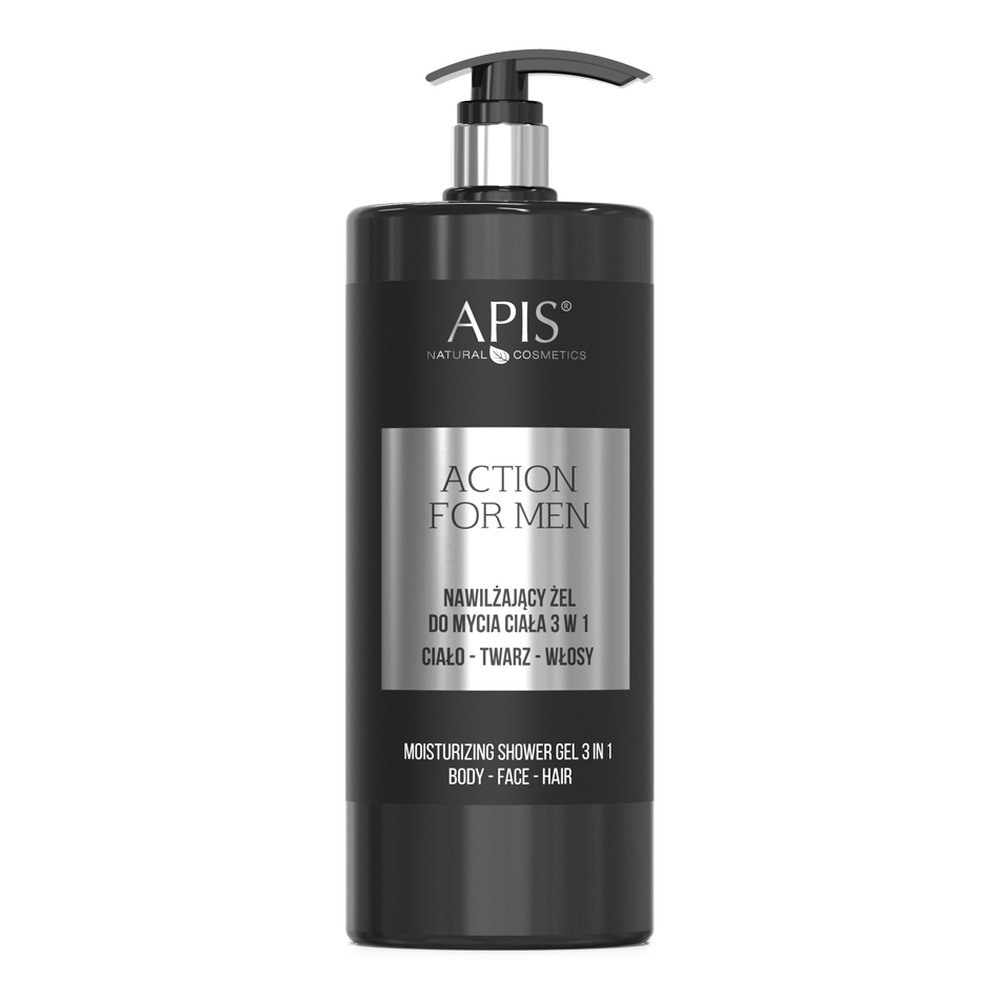 Apis Action for Men 3in1 Moisturizing Gel for Washing Body, Face and Hair 1 l