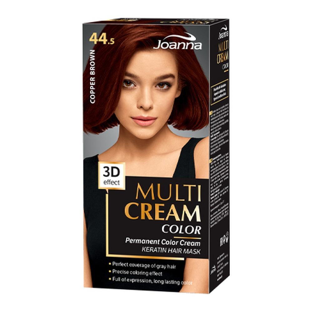 Joanna Multi Cream Permanent Intensive Hair Color Dye Care 44.5 Copper Brown 60x40x20g