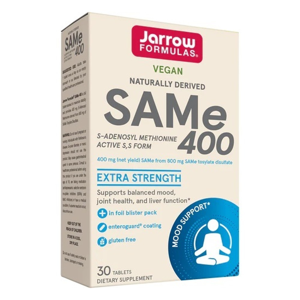 Jarrow Formulas SAMe 400 S-Adenosyl-L-Methionine For Mood Joint and Liver Support 30 Tablets