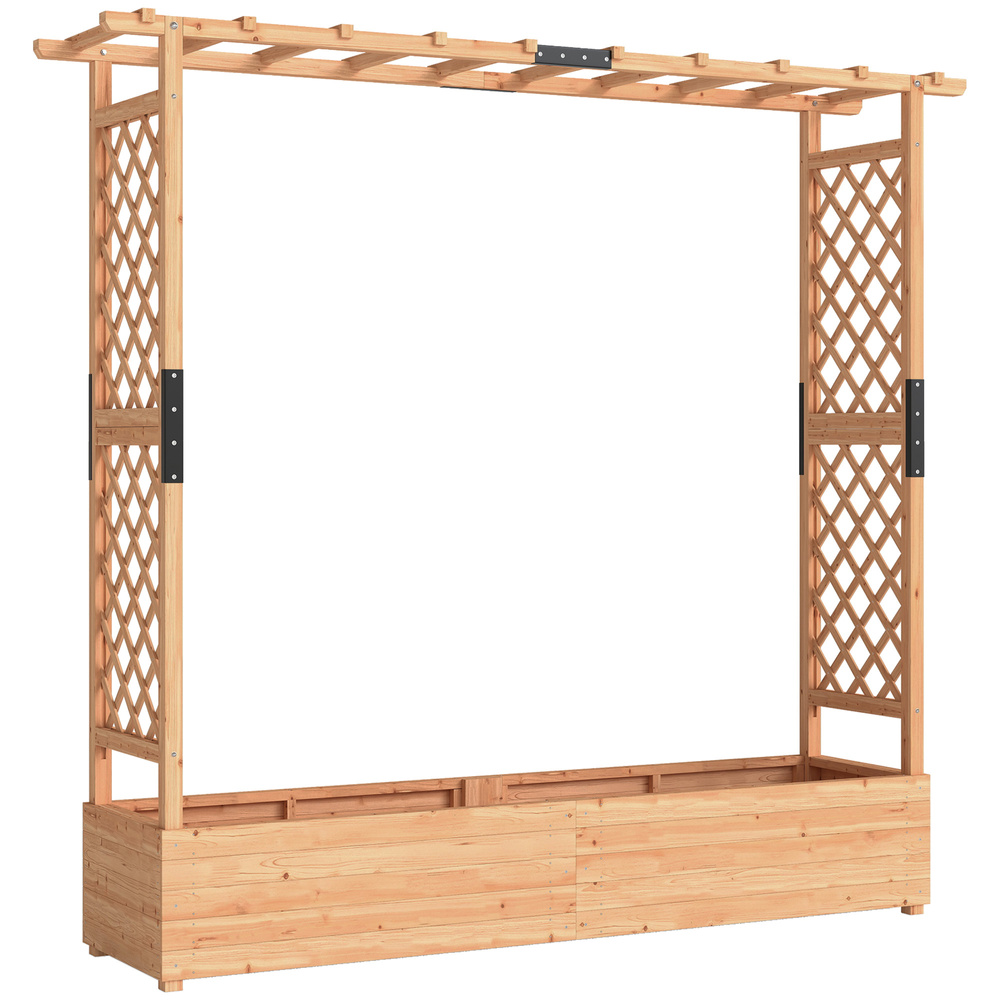 Outsunny Fir Wood 171 x 39 cm Planter and Trellis Garden Bed