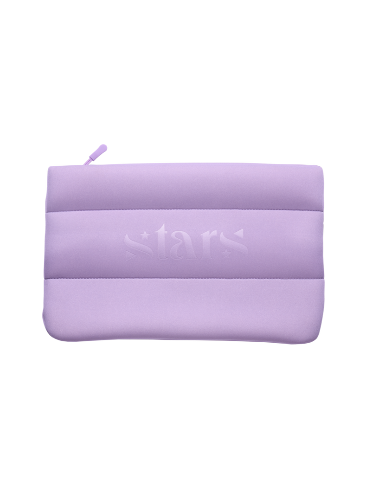 Stars Puffy Cosmetic Bag Purple