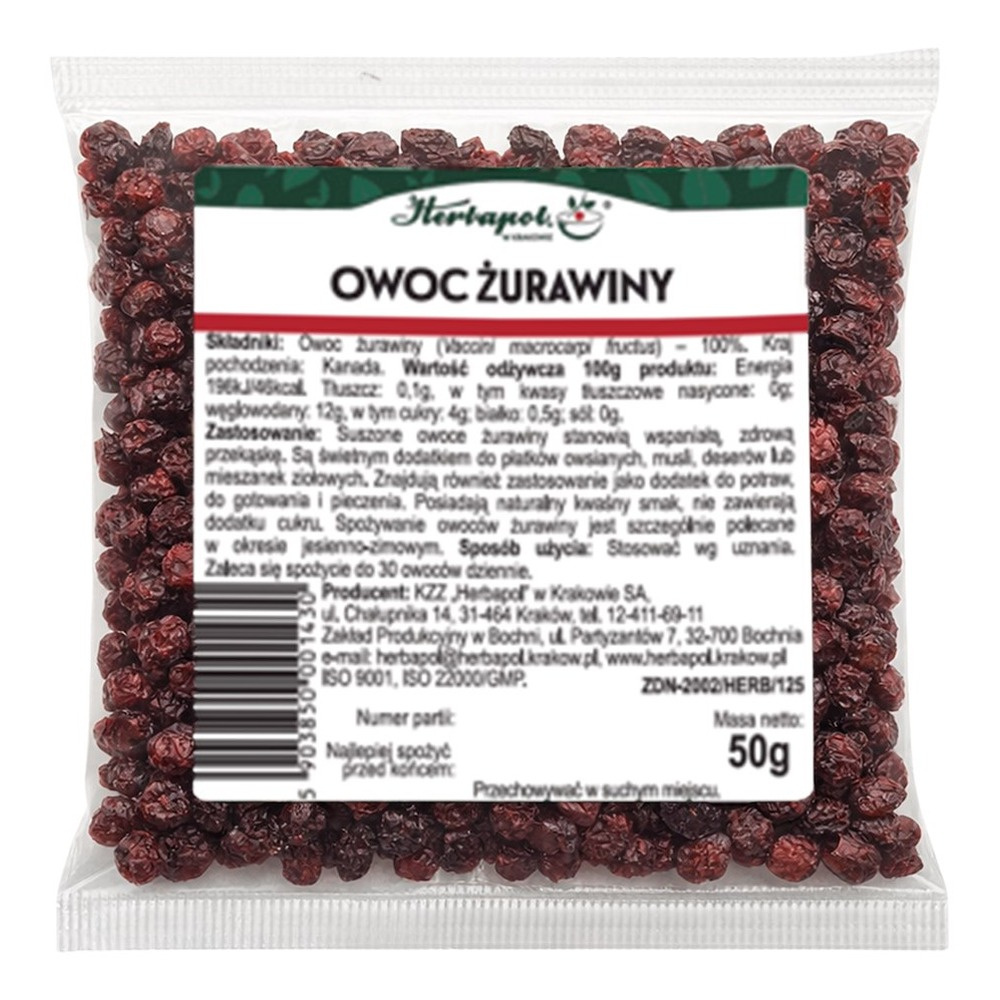 Herbapol Cranberry Fruit Fruit Tea Fiber and Vitamins E and C Source 50g