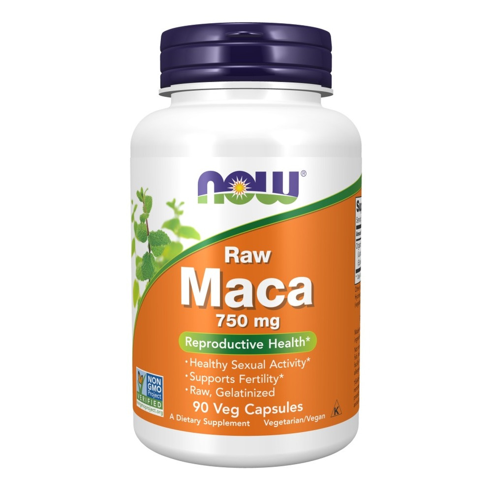 NOW Foods Maca 750 mg Raw Natural Hormone Energy and Libido Support 90 Capsules
