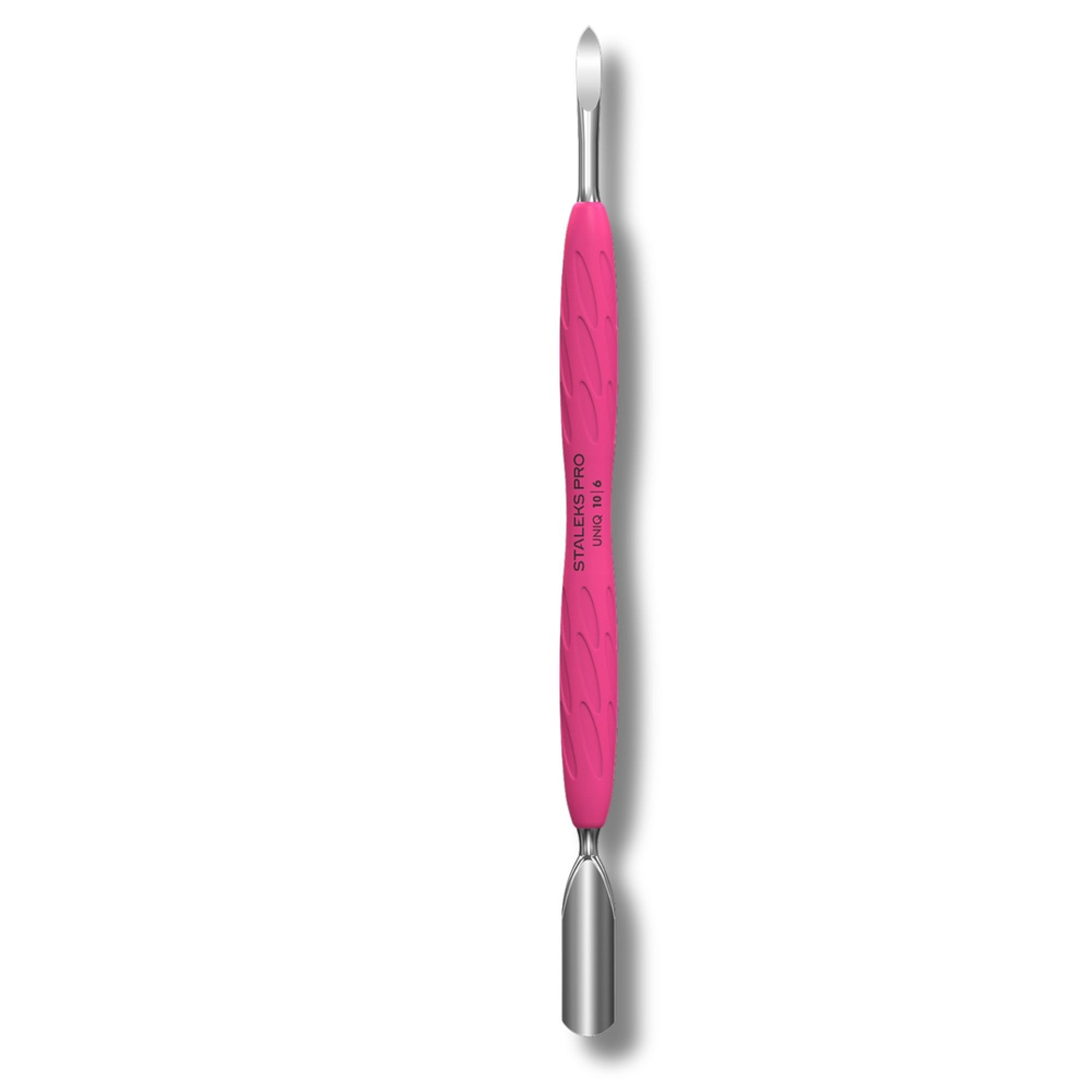 Staleks Pro UNIQ 10 Type 6 Gummy Manicure Pusher With Silicone Handle Rounded Wide Pusher And Nail Cleaner 1pc