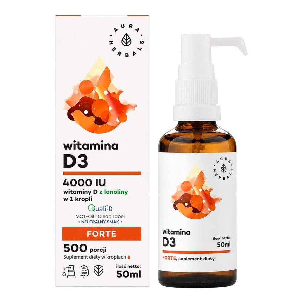 AURA HERBALS Vitamin D3 Forte 4000 IU in MCT Oil Drops 50ml