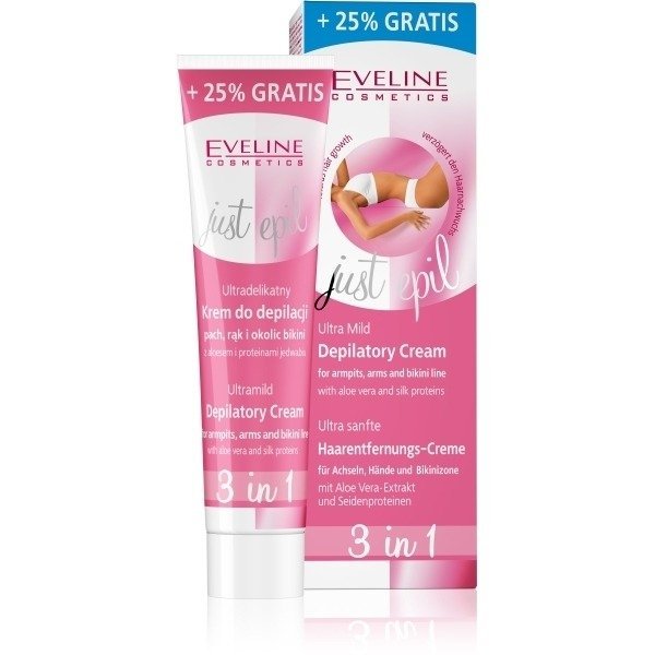 Eveline Just Epil 3in1 Delicate Hair Removal Cream for Hands and Bikini Areas with Aloe and Silk 125ml