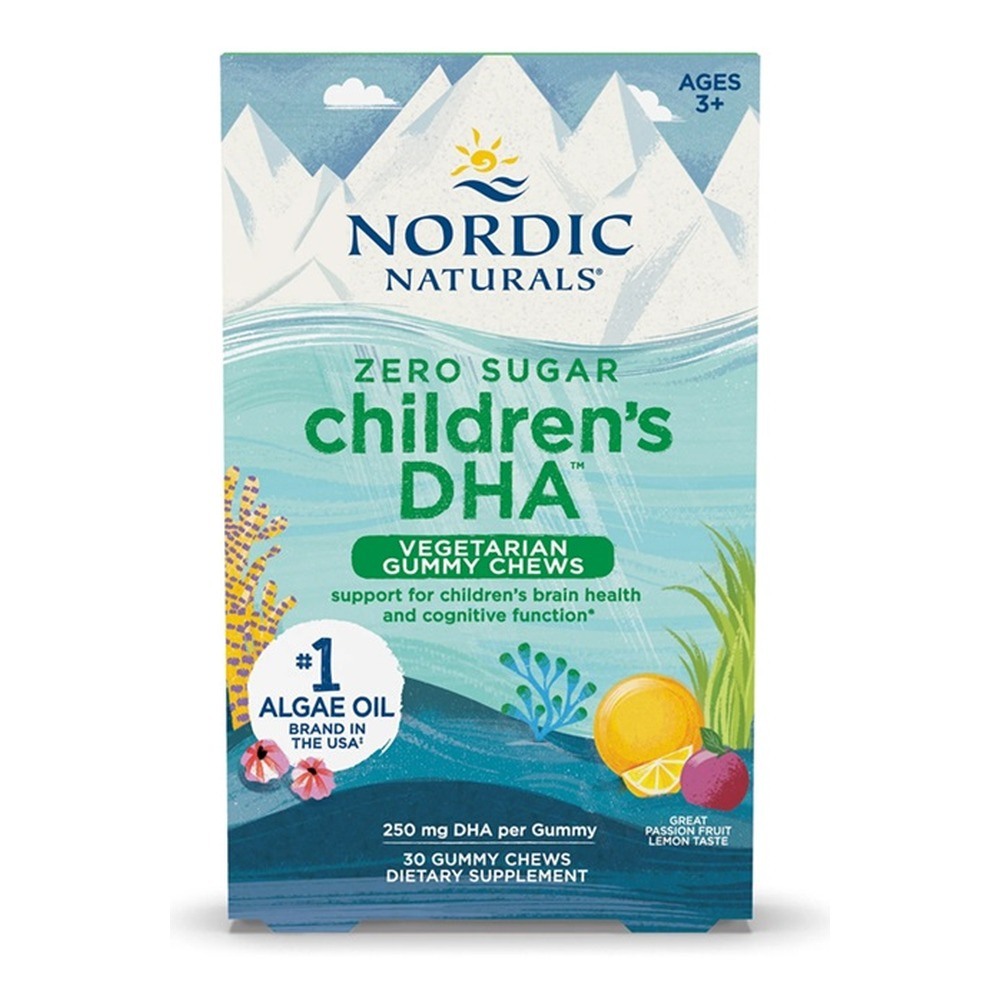 Nordic Naturals Children's DHA Vegetarian Gummy Chews 250mg Passion Fruit Lemon For Brain Support 30 Gummies