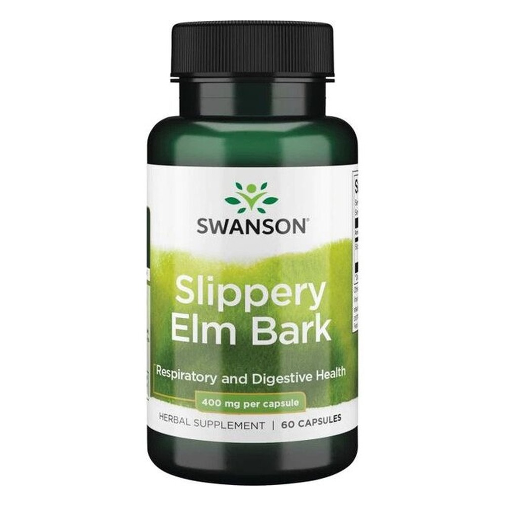 Swanson Slippery Elm Bark 400mg for Throat & Respiratory Support 60 Caps