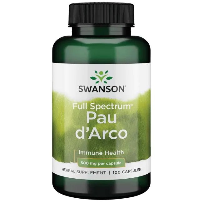 Swanson Full Spectrum Pau d'Arco 500mg for Immune and Digestive Support 100 Capsules
