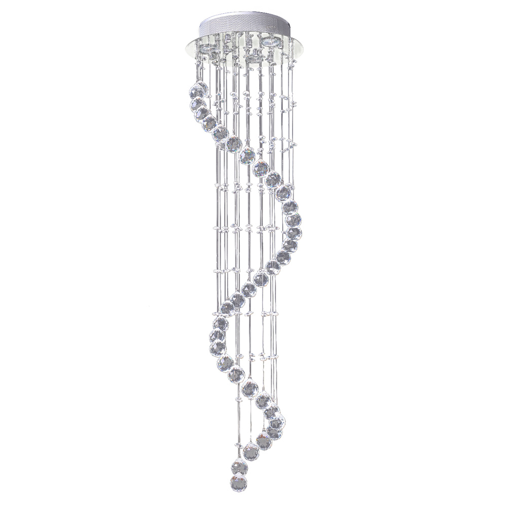 HOMCOM Modern Crystal Chandelier Ceiling Light Pendant Lamp Chrome Finish Glass Droplets New, Ф30 x 120cm
