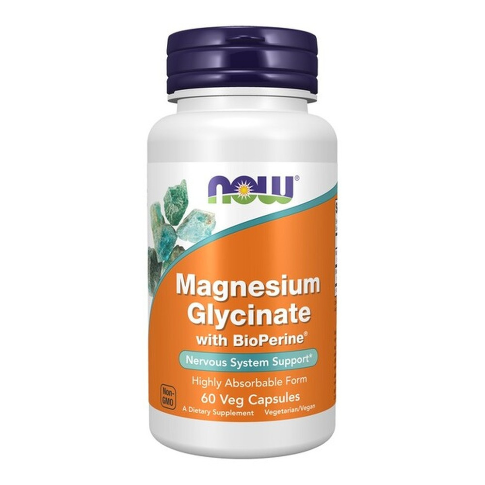 NOW Foods Magnesium Glycinate with BioPerine For Nervous System and Muscles 60 Vcaps