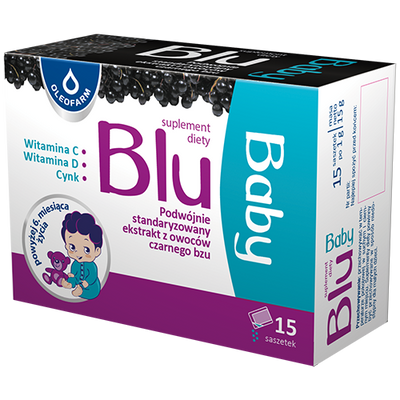Blu Baby Double Standardized Black Elderberry Extract for Immune Support for Children and Adults 15 Sachets Best Before 30.06.26