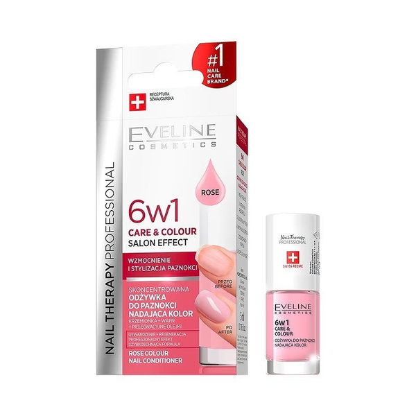 Eveline Nail Therapy Nail Polish Conditioner 6in1 Care & Color Rose 5ml