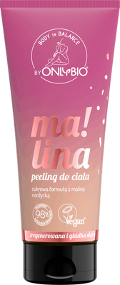 OnlyBio Regenerating Vegan Sugar Body Scrub with Nordic Raspberry 200ml