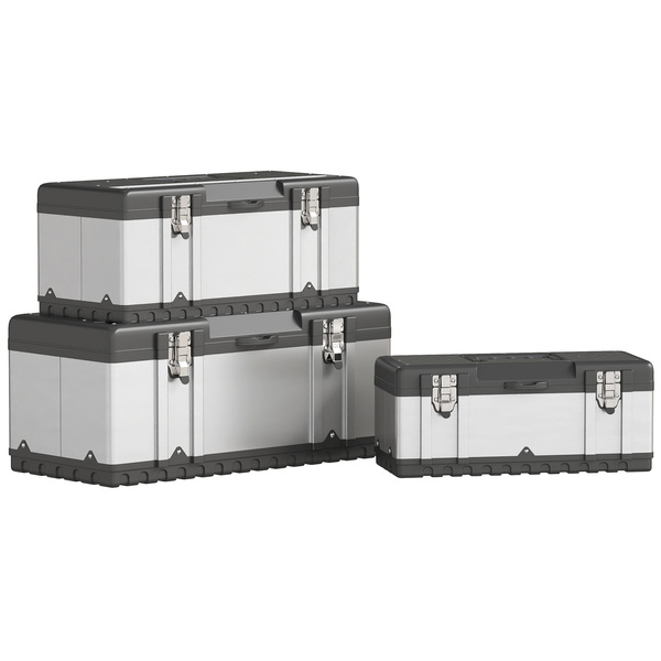 HOMCOM 3 Pieces Stainless Steel Toolbox Set, 23"/ 19"/ 16"