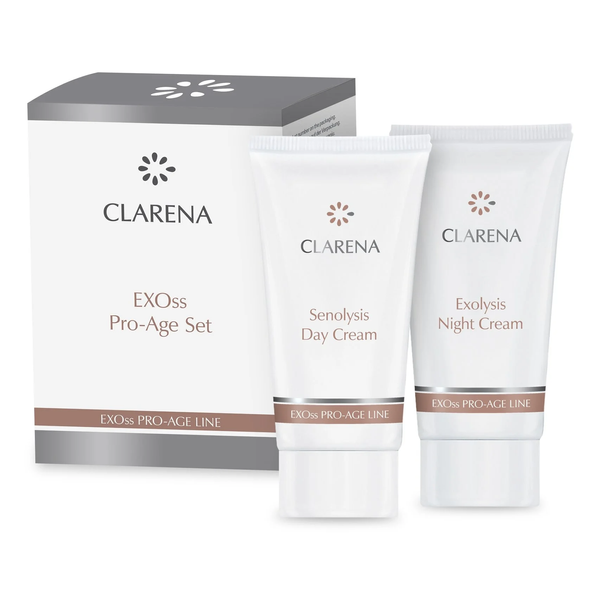 Clarena Exoss Pro Age Set with Senolytic Day Cream and Exosomal Night Cream for Mature Skin 2x30ml