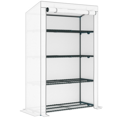 Outsunny Four-Tier Mini Greenhouse - Grey/White