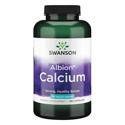 Swanson Albion Calcium Chelate 180mg with Vitamin D 180 Capsules