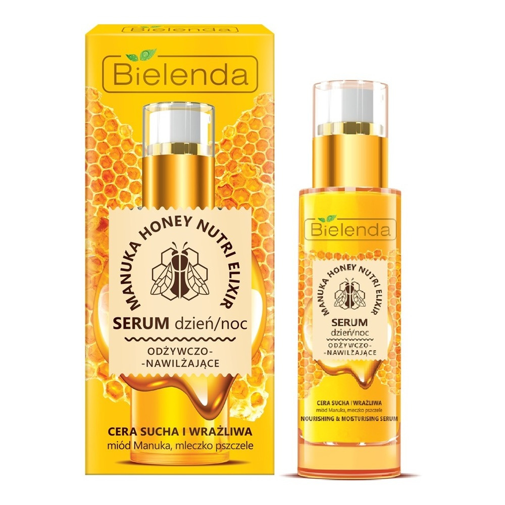 Bielenda Manuka Honey Nutri Elixir Nourishing Moisturizing Day Night Serum for Dry and Sensitive Skin 30g