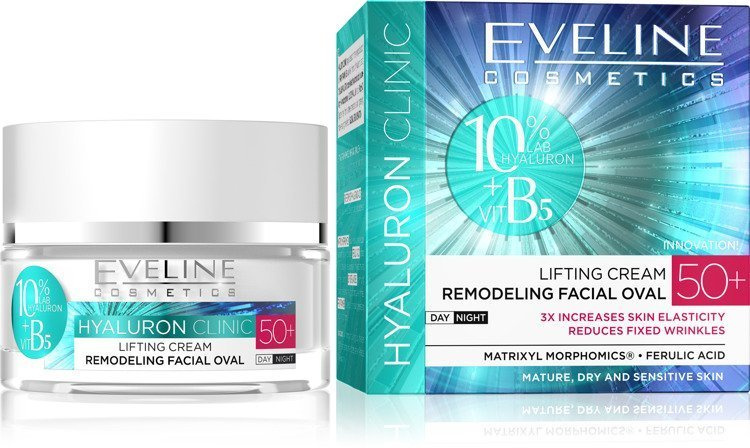 Eveline Hyaluron Clinic Anti-Wrinkle Day and Night Cream 50+ for Mature Skin 50ml
