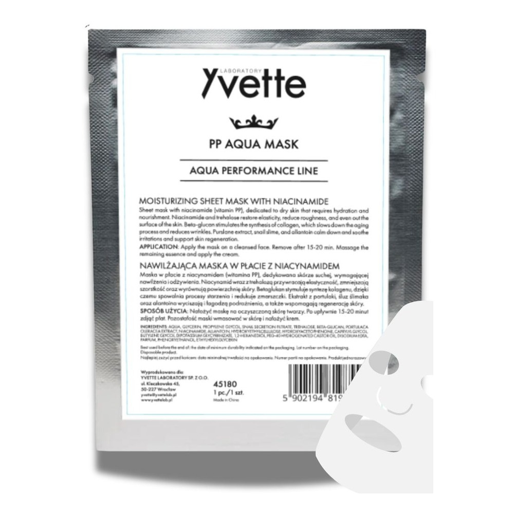 Yvette Aqua Performance Moisturizing PP Aqua Mask for Dry Skin 1pc