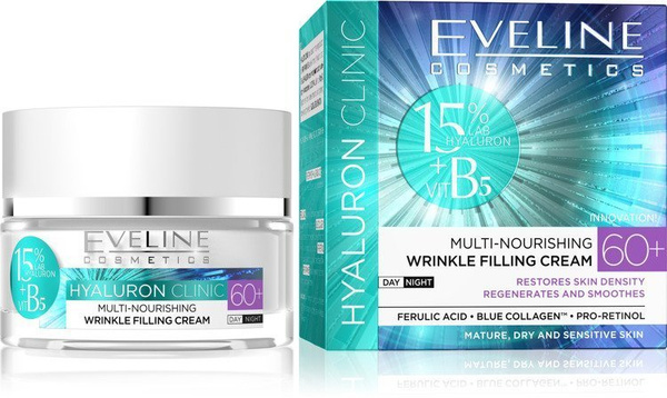 Eveline Hyaluron Clinic Anti-Wrinkle Day and Night Cream 60+ for Mature Skin 50ml