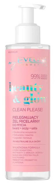 Eveline Beauty & Glow Clean Please! Caring Micellar Gel for Face Eyes and Lips Wash 200ml