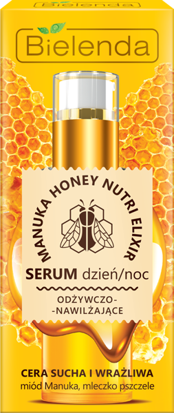 Bielenda Manuka Honey Nutri Elixir Nourishing Moisturizing Day Night Serum for Dry and Sensitive Skin 30g