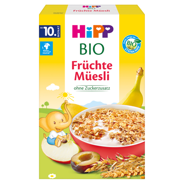 Hipp Bio Muesli Multigrain Bananas Apples Plums from 10 Months of Age 200g Best Before 30.11.26