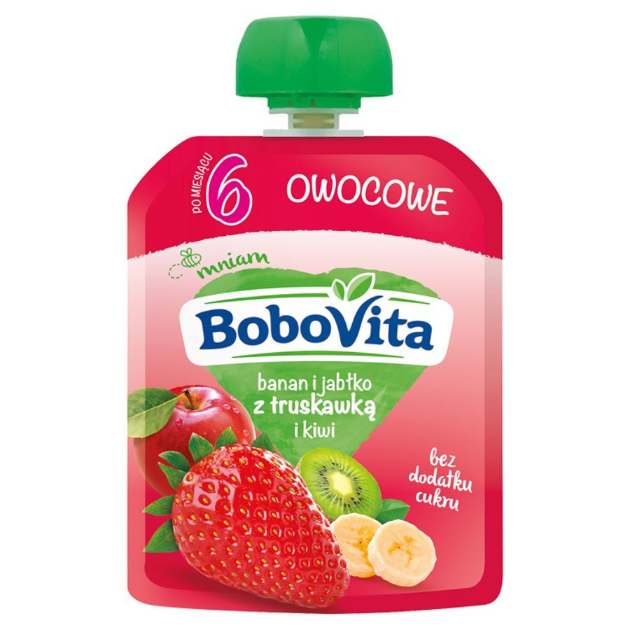 BoboVita Dessert Mousse Banana and Apple with Strawberry and Kiwi for Babies after 6 Months 80g