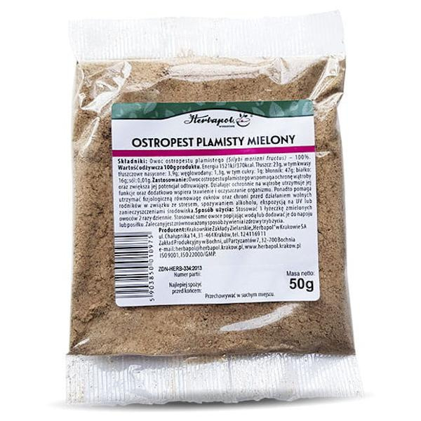 Herbapol Ground Milk Thistle Liver Digestion Work Support 50g Best Before 30.06.26