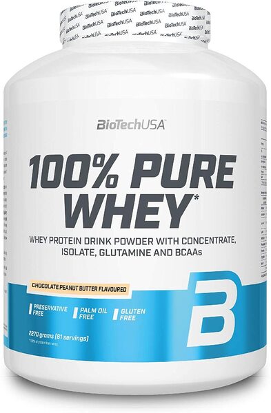 BioTechUSA 100% Pure Whey Protein Powder Chocolate Peanut Butter for Muscle Growth and Regeneration 2270g