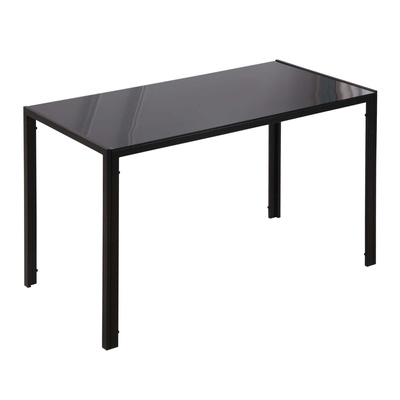 HOMCOM 120cm Dining Table, Rectangle 4 Seater Kitchen Table with Tempered Glass Top and Metal Legs for Dining Room, Living Room (Chairs Not Included), Black