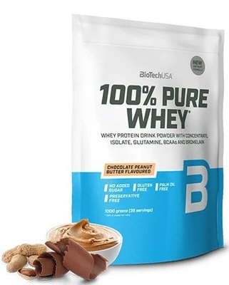 BioTechUSA 100% Pure Whey Protein Powder Chocolate Peanut Butter For Muscle Support 1000g