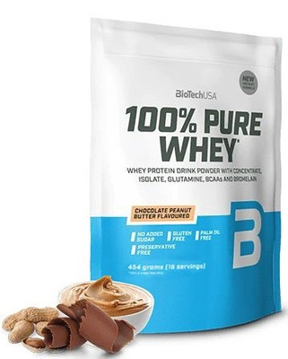 BioTechUSA 100% Pure Whey Chocolate Peanut Butter Protein Powder For Muscle Support 454g