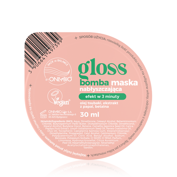 OnlyBio Hair in Balance Gloss Bomba Mask 30ml